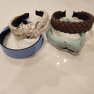 Headband Collection in Four Colors. Blue, Mint, Off White With Pearls and Brown.
